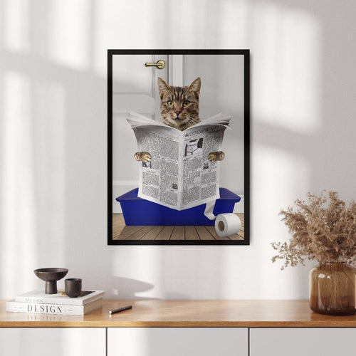 Crown and Paw - Framed Poster Custom Cat in Litter Tray Portrait - Framed Poster