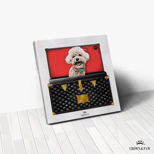 Crown and Paw - Canvas Black and Gold Luxury Trunk Pet Portrait