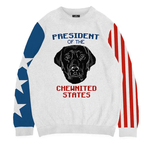 Crown and Paw - Knitwear Limited Edition! 4th of July President Knitted Sweater 2XS / White
