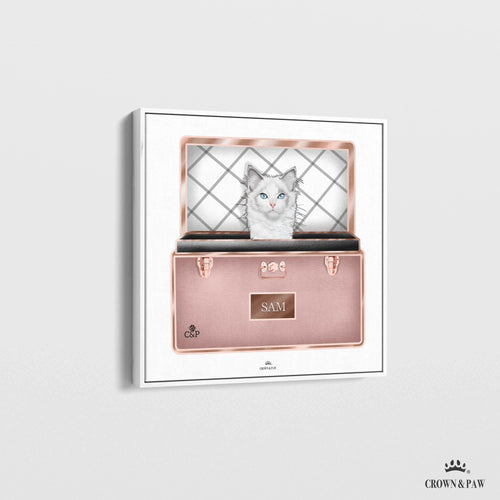 Crown and Paw - Canvas Rose Gold Luxury Trunk Pet Portrait