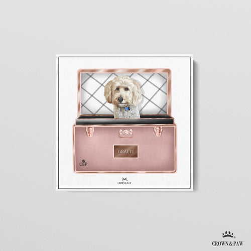 Crown and Paw - Canvas Rose Gold Luxury Trunk Pet Portrait
