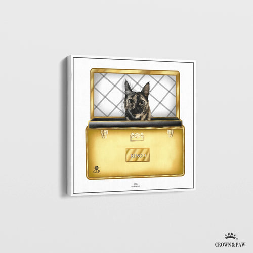 Crown and Paw - Canvas Gold Luxury Trunk Pet Portrait