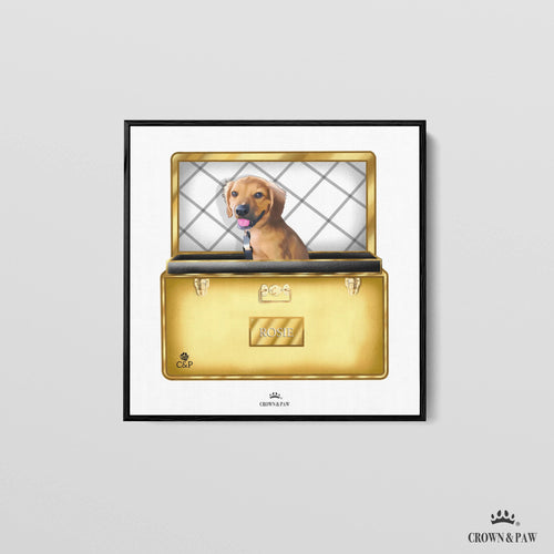 Crown and Paw - Canvas Gold Luxury Trunk Pet Portrait