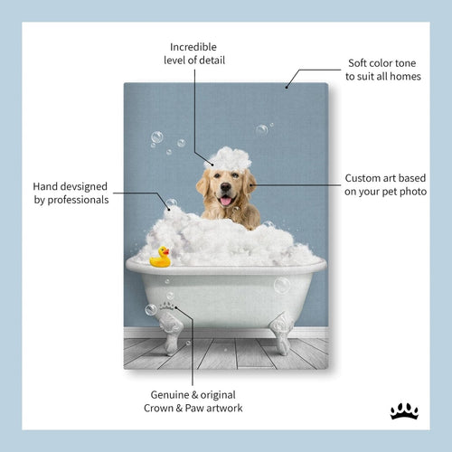 Crown and Paw - Canvas Restroom Pet Portrait - Custom Pet Art