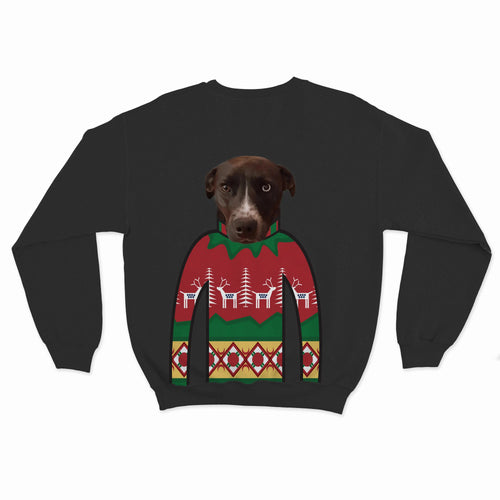 Crown and Paw - Custom Clothing Custom Pet Face Christmas Sweatshirt