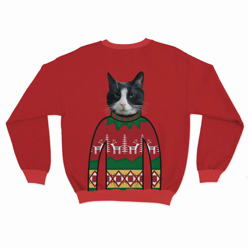 Crown and Paw - Custom Clothing Custom Pet Face Christmas Sweatshirt