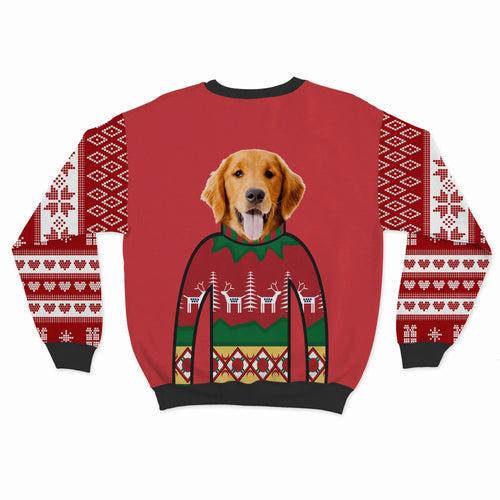 Crown and Paw - Custom Clothing Premium Christmas Sweatshirt Christmas Red / Snowflakes and Hearts / S