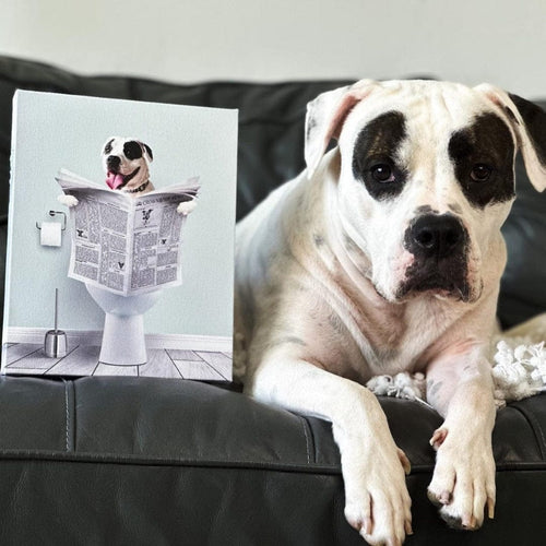Crown and Paw - Canvas Restroom Pet Portrait - Custom Pet Art