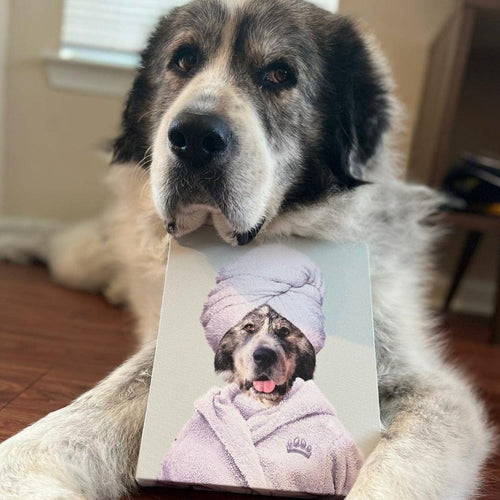 Crown and Paw - Canvas Spa Day Pet Portrait - Custom Pet Art