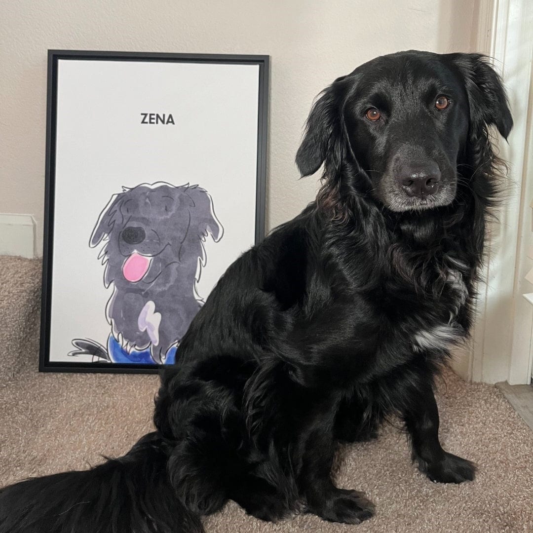 Crown and Paw - Framed Poster Watercolor Pet Portrait - One Pet, Framed Poster