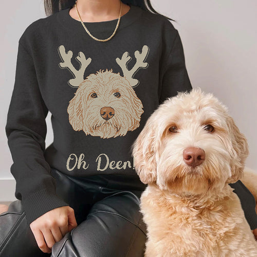 Oh Deer Pet Face Sweater - Custom Christmas Knitwear