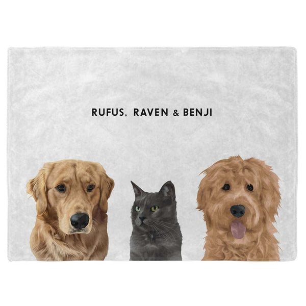 Modern Pet Face Blanket - Three Pets