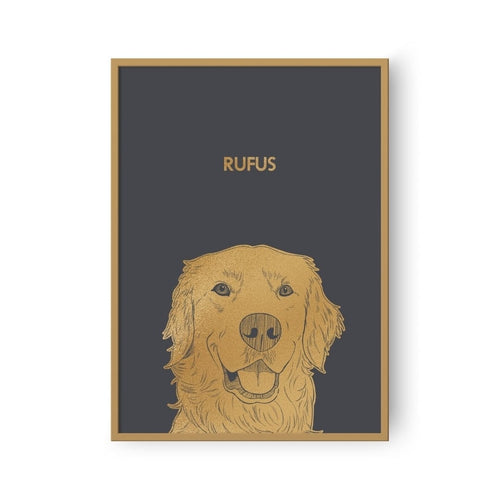 Crown and Paw - Framed Poster Illustrated Metal Foil Pet Portrait - One Pet, Framed Print