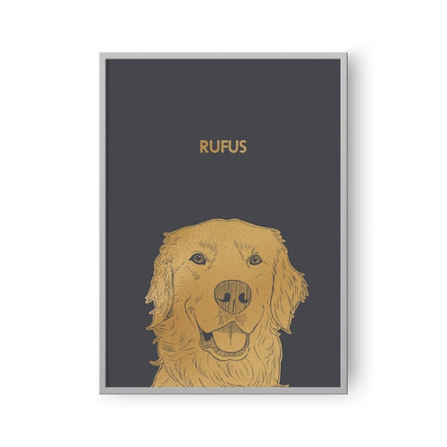 Crown and Paw - Framed Poster Illustrated Metal Foil Pet Portrait - One Pet, Framed Print