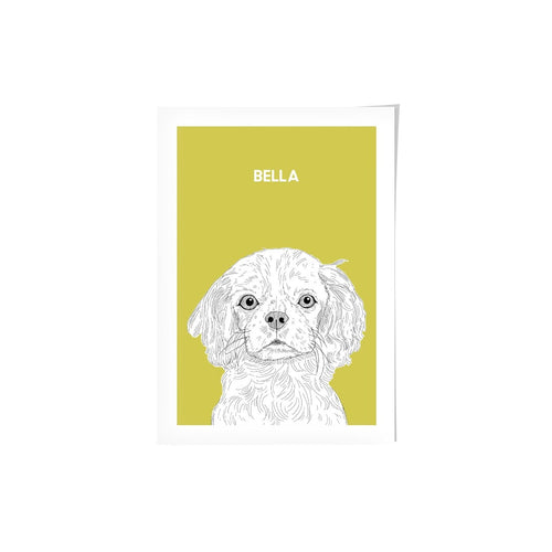 Crown and Paw - Framed Poster Illustrated Pet Portrait - One Pet 8" x 10" / Unframed / Mustard