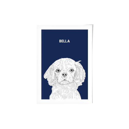 Crown and Paw - Framed Poster Illustrated Pet Portrait - One Pet 8" x 10" / Unframed / Navy