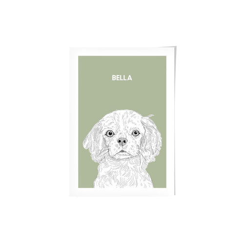 Crown and Paw - Framed Poster Illustrated Pet Portrait - One Pet 8" x 10" / Unframed / Sage