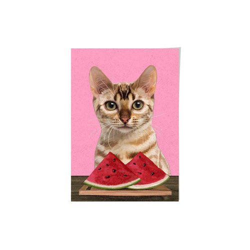 Crown and Paw - Framed Poster Custom Pet with Watermelon Portrait - Framed Poster
