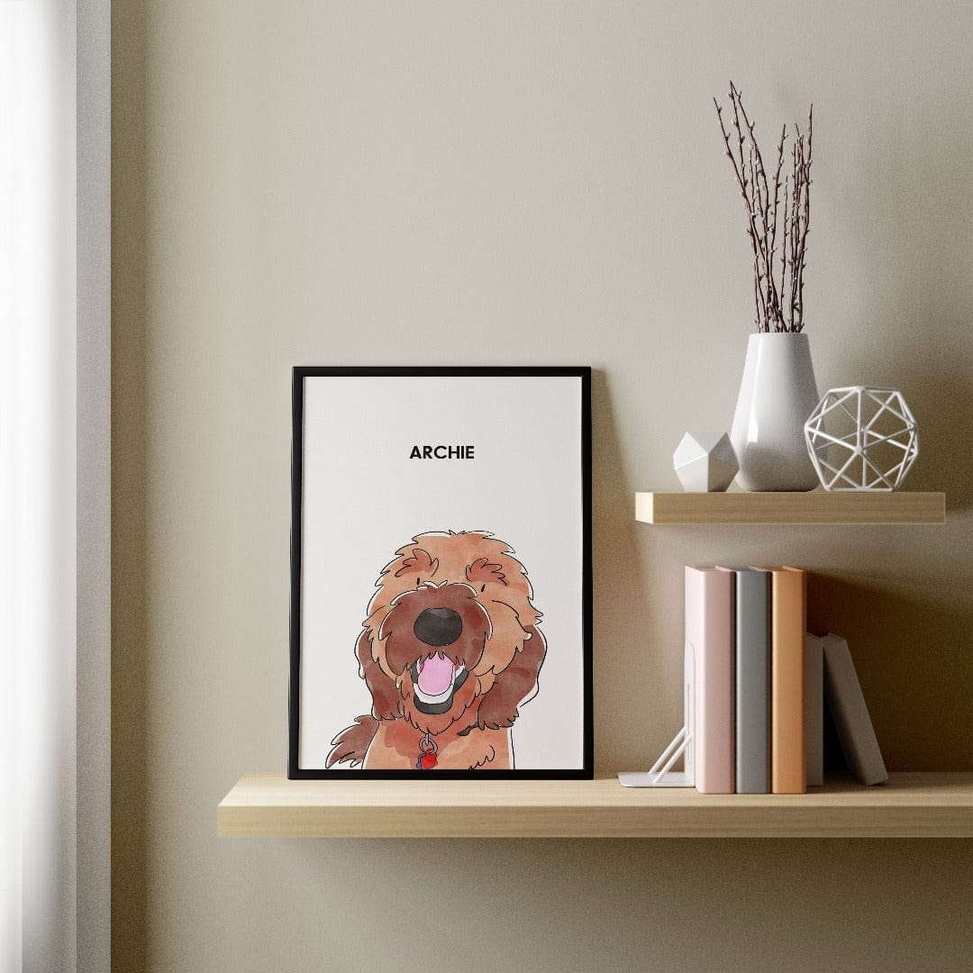 Crown and Paw - Framed Poster Watercolor Pet Portrait - One Pet, Framed Poster