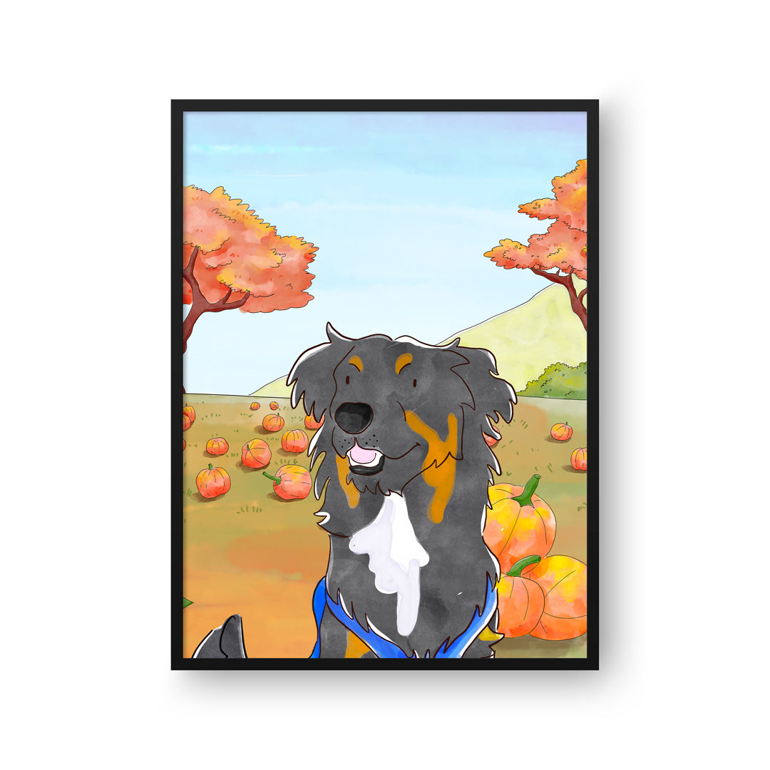 Watercolor Pet Portrait - One Pet, Framed Poster