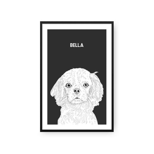 Crown and Paw - Framed Poster Illustrated Pet Portrait - One Pet