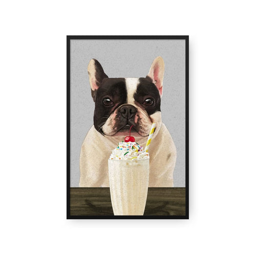 Crown and Paw - Framed Poster Custom Pet with Vanilla Shake Portrait - Framed Poster