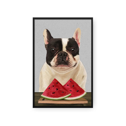 Crown and Paw - Framed Poster Custom Pet with Watermelon Portrait - Framed Poster