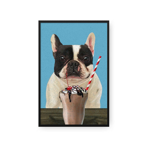 Crown and Paw - Framed Poster Custom Pet with Chocolate Shake Portrait - Framed Poster
