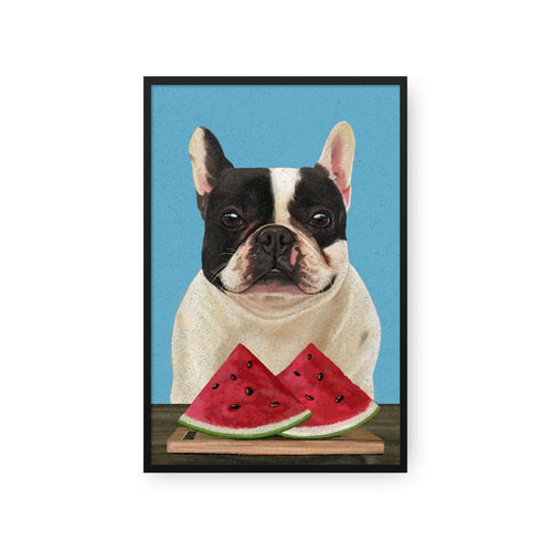 Crown and Paw - Framed Poster Custom Pet with Watermelon Portrait - Framed Poster