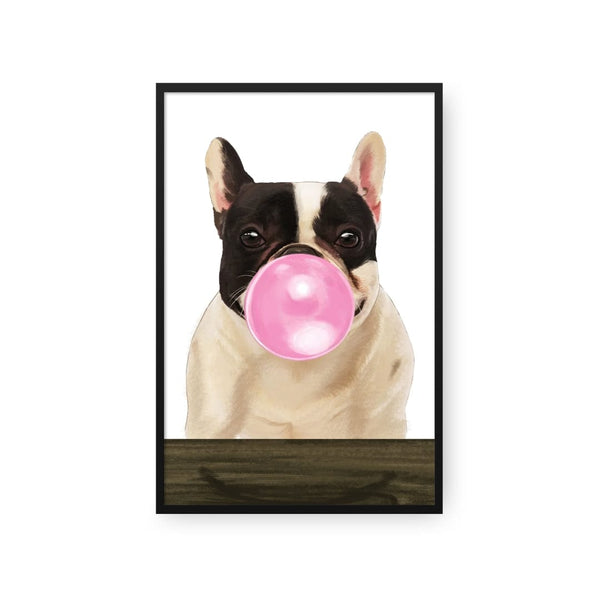 Custom Pet with Bubblegum Portrait - Framed Poster