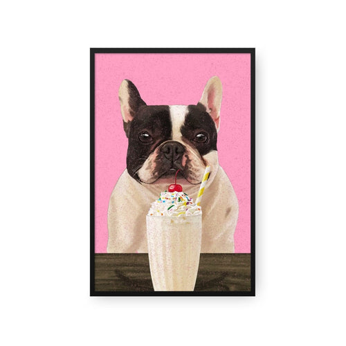 Crown and Paw - Framed Poster Custom Pet with Vanilla Shake Portrait - Framed Poster