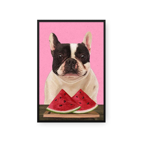 Crown and Paw - Framed Poster Custom Pet with Watermelon Portrait - Framed Poster
