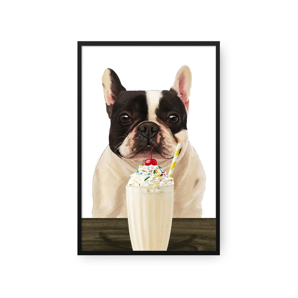 Custom Pet with Vanilla Shake Portrait - Framed Poster