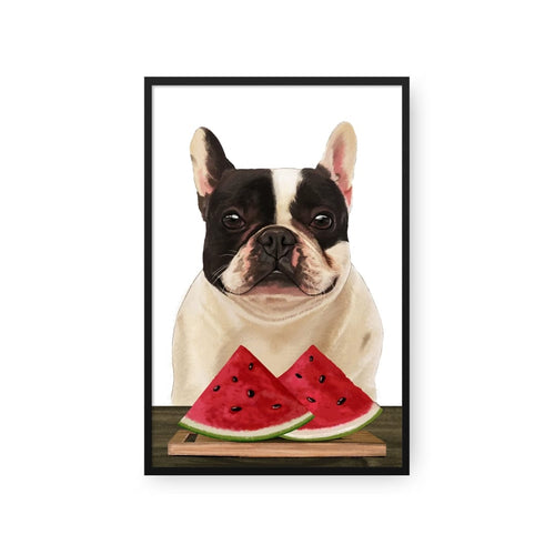 Crown and Paw - Framed Poster Custom Pet with Watermelon Portrait - Framed Poster