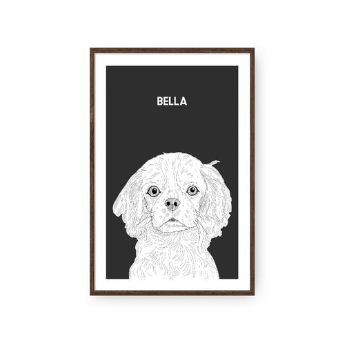 Crown and Paw - Framed Poster Illustrated Pet Portrait - One Pet