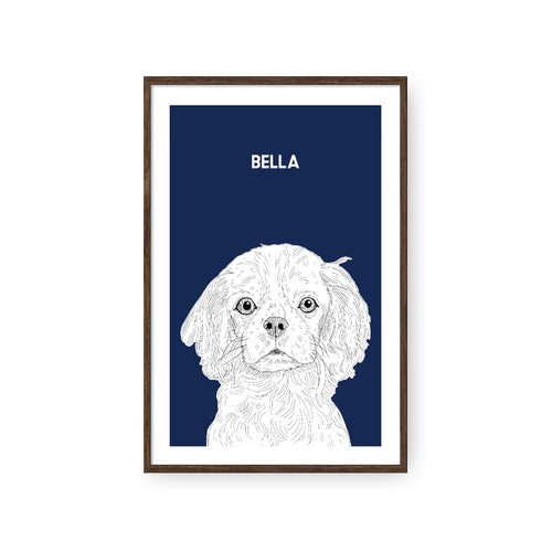 Crown and Paw - Framed Poster Illustrated Pet Portrait - One Pet