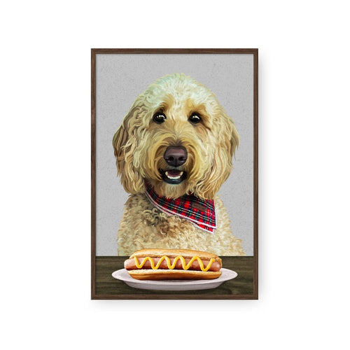 Crown and Paw - Framed Poster Custom Pet with Hot Dog Portrait - Framed Poster