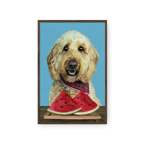 Crown and Paw - Framed Poster Custom Pet with Watermelon Portrait - Framed Poster
