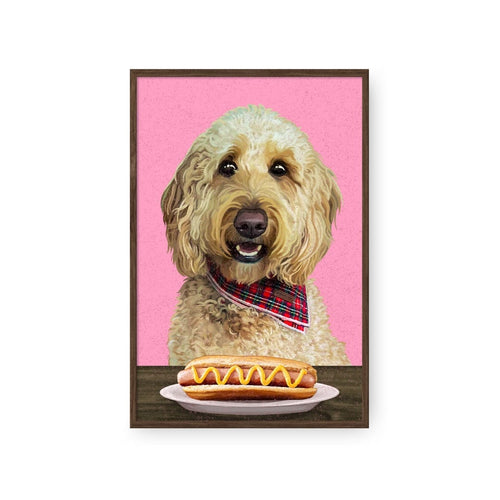 Crown and Paw - Framed Poster Custom Pet with Hot Dog Portrait - Framed Poster