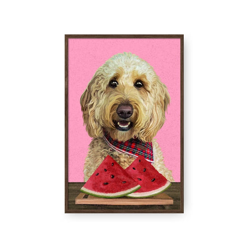 Crown and Paw - Framed Poster Custom Pet with Watermelon Portrait - Framed Poster