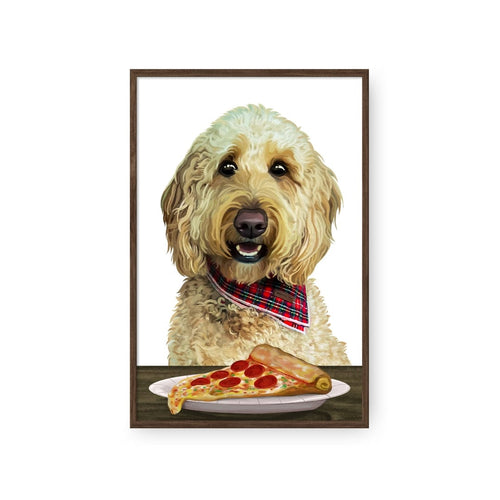 Crown and Paw - Framed Poster Custom Pet with Pizza Portrait - Framed Poster