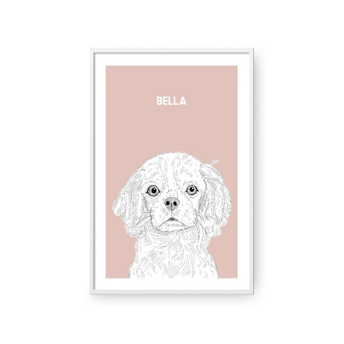 Crown and Paw - Framed Poster Illustrated Pet Portrait - One Pet