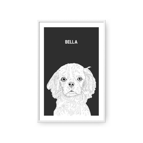 Crown and Paw - Framed Poster Illustrated Pet Portrait - One Pet
