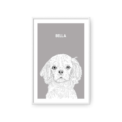 Crown and Paw - Framed Poster Illustrated Pet Portrait - One Pet