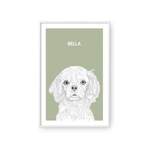 Crown and Paw - Framed Poster Illustrated Pet Portrait - One Pet