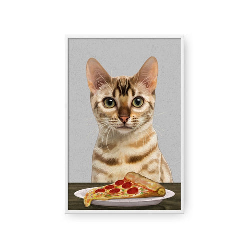 Crown and Paw - Framed Poster Custom Pet with Pizza Portrait - Framed Poster