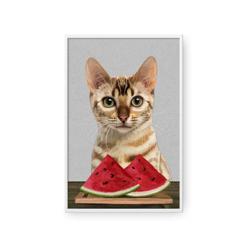 Crown and Paw - Framed Poster Custom Pet with Watermelon Portrait - Framed Poster