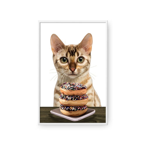 Crown and Paw - Framed Poster Custom Pet with Donuts Portrait - Framed Poster
