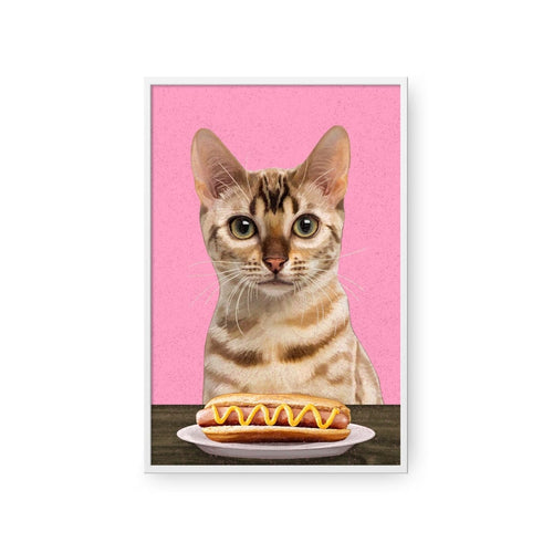 Crown and Paw - Framed Poster Custom Pet with Hot Dog Portrait - Framed Poster