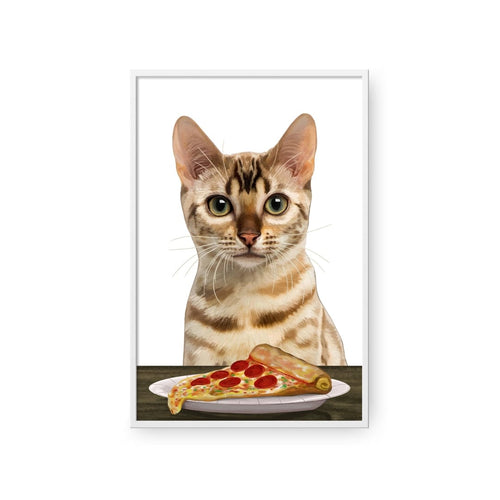 Crown and Paw - Framed Poster Custom Pet with Pizza Portrait - Framed Poster